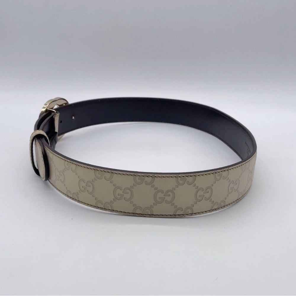 Auth GUCCI Interlocking G Guccissima Leather Ivory 85/34 Belt W/Dust bag - Picture 7 of 13